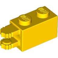 Lego Hinge Brick 1 x 2 Locking with 2 Fingers Horizontal End, 7 Teeth / Yellow
