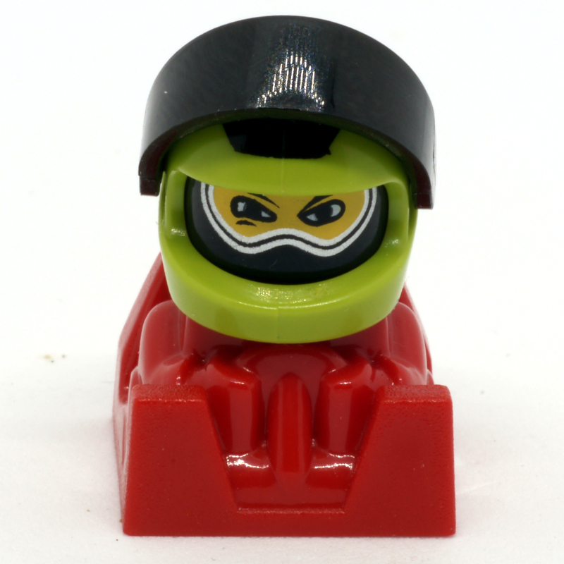 Lego Racer - Lime Helmet,  Black Visor, Red Body