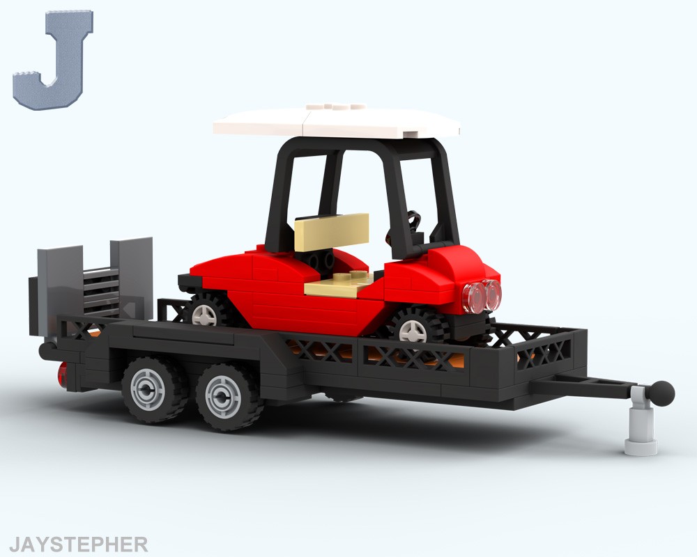 Lego Golf Cart with Mid-Size Flatbed Trailer
