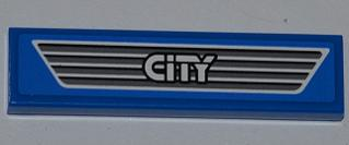 Lego Tile 1 x 4 with 'CITY' on Dark Gray Car Grille Pattern (Sticker) - Set 4440
