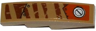 Lego Slope, Curved 4 x 1 with Tiger Stripes, Armor Plates, Rivets and Filler Cap Pattern Model Left Side (Sticker) - Set 70220