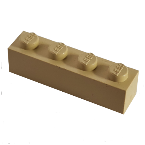 Lego Modulex Brick 1 x 4 with LEGO on Stud / Modulex Buff