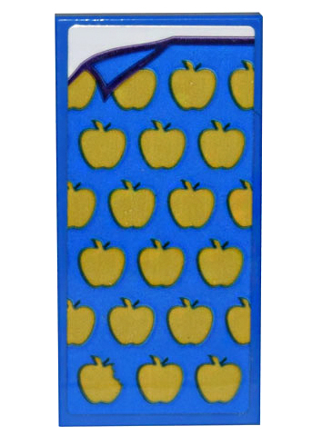 Lego Tile 2 x 4 with Blue Blanket with Gold Apples Pattern (Sticker) - Set 43205 / Blue