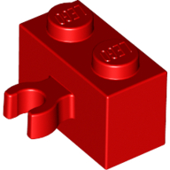 Lego Brick Special 1 x 2 with Vertical Clip [Open O Clip] / Red