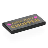 Lego Tile 2 x 4 with 'Tony Tony Chopper' Print / Black