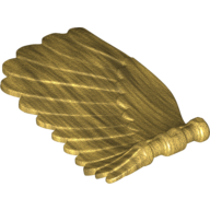 Lego Creature Body Part, Wing 4 x 7 Right with Feathers and Handles for Clips / Pearl Gold