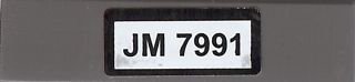 Lego Tile 1 x 4 with Black 'JM 7991' on White Background Pattern (Sticker) - Set 7991