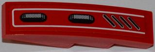Lego Slope, Curved 4 x 1 with 2 Vent Holes and Diagonal Vent Grille Pattern Model Left (Sticker) - Set 7978
