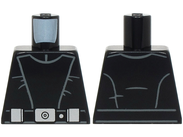 Lego Torso SW Imperial Navy Trooper Uniform Jumpsuit, Large V-Shaped Panel, Belt with Silver Buckle, Dot and 2 Boxes Pattern / Black