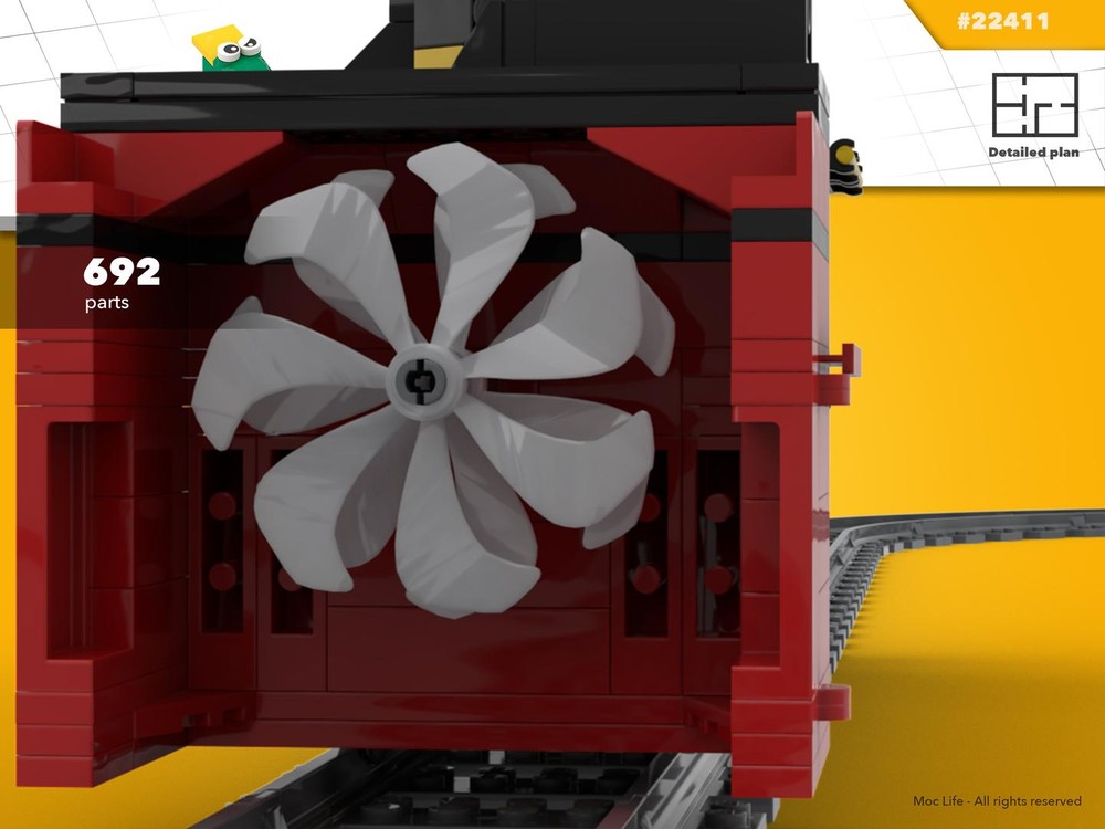 Lego Train engine with snowblower