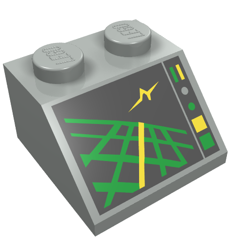Lego Brick Sloped 45° 2 x 2 with Horizon Indicator Screen Print / Light Gray