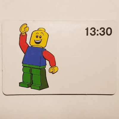 Lego Activity Card, Time-Teaching 24-Hour Clock 13:30 / [No Color/Any Color]