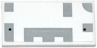 Lego Tile 2 x 4 with Light Bluish Gray Squares, Rectangles and Quarter Circle and 2 Black Dots Pattern (Sticker) - Set 75912