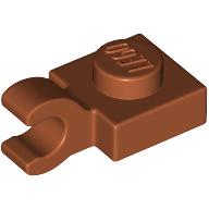 Lego Plate Special 1 x 1 with Clip Horizontal [Thick Open O Clip] / Dark Orange