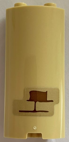 Lego Cylinder Quarter 2 x 2 x 5 with 1 x 1 Cutout with Medium Nougat Bricks and Mortar Pattern Model Left Side (Sticker) - Set 76401