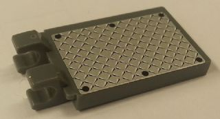 Lego Tile, Modified 2 x 3 with 2 Clips Angled with 6 Black Rivets on Silver Tread Plate Pattern (Sticker) - Set 7944
