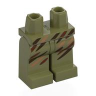 Lego Hips and Olive Green Legs with Dark Tan/Dark Brown Camouflage Stripes Print