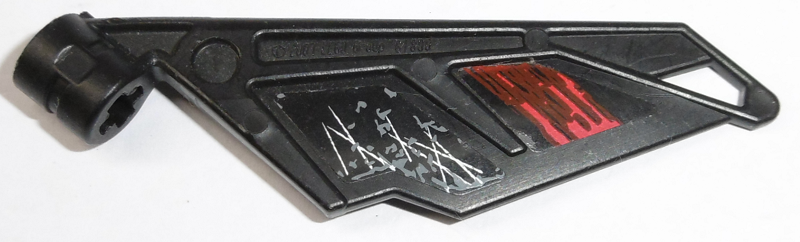 Lego Bionicle Wing Small / Tail with Axle Hole with Red and Gray and White  Battle Damage Pattern Model Left Side (Stickers) - Set 5973