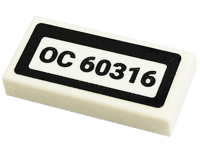 Lego Tile 1 x 2 with 'OC 60316' Pattern (Sticker) - Set 60316