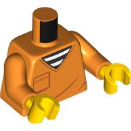 Lego Torso, Sweater/Jumpsuit, Pocket, Black/White Stripes Shirt print, Orange Arms, Black Hands / Orange