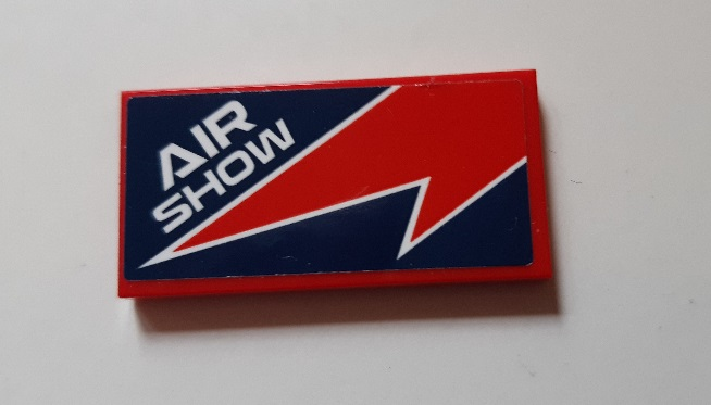 Lego Tile 2 x 4 with Red Lightning and 'AIR SHOW' Pattern (Sticker) - Set 60177 / Red