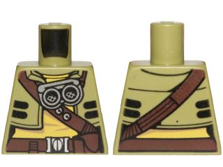 Lego Torso SW Female Jacket with Brown Diagonal Belt and Goggles Pattern (Kordi) / Olive Green