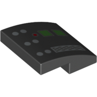 Lego Brick Curved 2 x 2 x 2/3 with Darth Vader Control Panel, Buttons, Lights print / Black