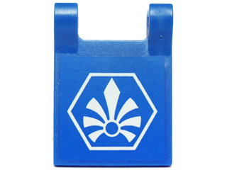 Lego Flag 2 x 2 Square with Flat Edge with White Chima Logo in Hexagon Pattern (Sticker) - Set 70010 / Blue