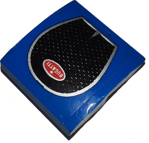 Lego Slope, Curved 2 x 2 x 2/3 with Black Grille, Silver Line and 'BUGATTI' Pattern (Sticker) - Set 75878