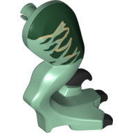 Lego Animal Body Part, Dinosaur, Raptor Leg, Right, with Pin, with Dark Green Stripes Print