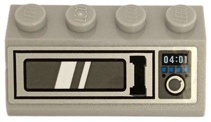 Lego Slope 45 2 x 4 with Microwave Door with Handle, Controls and '04:01' Pattern (Sticker) - Set 60227