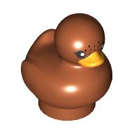 Lego Animal, Bird, Duck / Duckling with Black Eyes, Bright Light Orange Beak, Spots print / Dark Orange