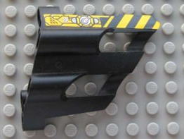 Lego Technic, Panel Fairing # 1 Large Short, Large Holes, Side A with Black and Yellow Danger Stripes and Machinery Pattern (Sticker) - Set 8450