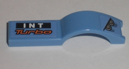 Lego Vehicle, Mudguard 1 x 4 1/2 with Headlights and 'INT Turbo' Pattern Model Right Side (Stickers) - Set 8193