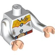 Lego Torso Western Outfit Female with Dirt Stains Pattern (Jessie) / White Arms Long with Dark Tan Dirt Stains Pattern / Light Nougat Hands