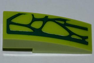 Lego Slope, Curved 3 x 1 with 7 Lime Scales Pattern Model Right Side (Sticker) - Set 9558 / Lime