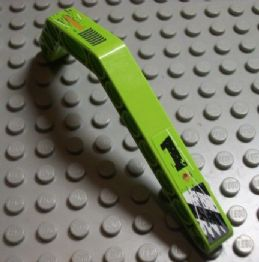 Lego Technic, Liftarm, Modified Bent Thick 1 x 11.5 Double with Worn '1' and Danger Stripes and Exhaust Vents Pattern Model Left (Stickers) - Set 8956
