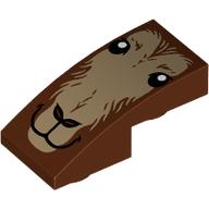 Lego Brick Curved Inverted 2 x 1 with Goat Face Print