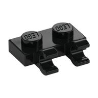 Lego Plate Special 1 x 2 with Clips Horizontal [Thick U-Clips] / Black