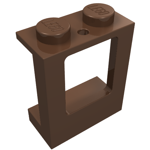 Lego Window 1 x 2 x 2 Plane, Solid Studs / Brown