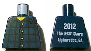 Lego Torso Studios Plaid Button Shirt Front, 2012 The LEGO Store Alpharetta, GA Back Pattern / Dark Blue