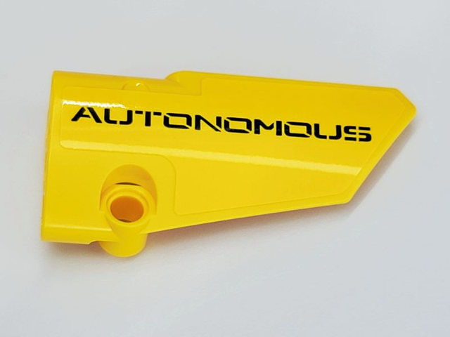 Lego Technic, Panel Fairing # 4 Small Smooth Long, Side B with Black 'AUTONOMOUS' Pattern (Sticker) - Set 42081