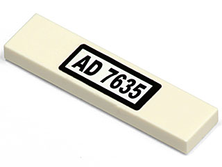 Lego Tile 1 x 4 with 'AD 7635' Pattern (Sticker) - Set 7635 / White