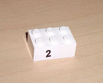 Lego Brick 2 x 3 with Black '2' Pattern (Sticker) - Set 8389