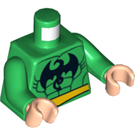 Lego Torso Muscles Outline with Dragon Print (Iron Fist), Green Arms, Light Nougat Hands / Green