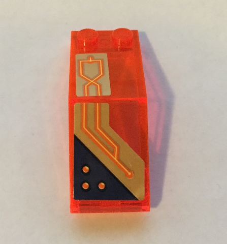 Lego Windscreen 5 x 2 x 1 2/3 with Orange Circuitry Pattern Model Right Side (Stickers) - Set 72004