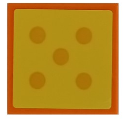 Lego Tile 2 x 2 with 5 Yellow Dots on Bright Light Yellow Background Pattern (Sticker) - Set 41394 / Orange