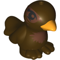 Lego Animal, Bird, Two Feet with Yellow Beak and Copper Chest Print / Dark Brown