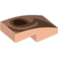 Lego Slope Curved 2 x 1 No Studs with Reddish Brown Eye, Nougat Eyebrow print