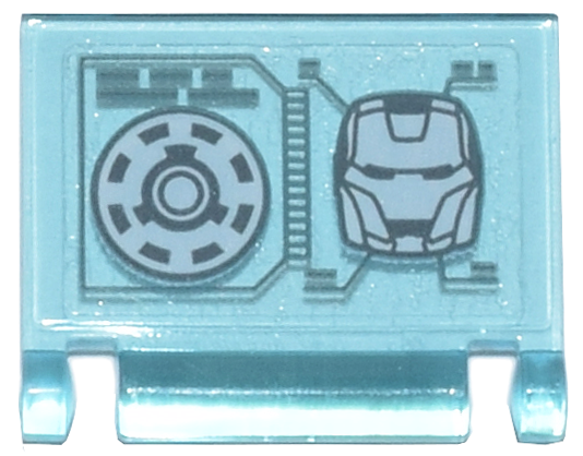 Lego Minifigure, Utensil Book Cover with Digital Display Arc Reactor and Iron Man Helmet Pattern (Sticker) - Set 76269 / Trans-Light Blue